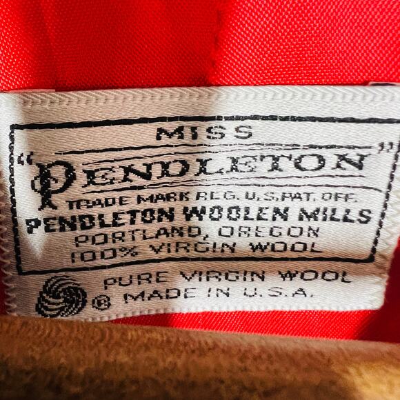 Vintage 80s Miss Pendleton Virgin Wool Blazer Single Button Red Black - M - Picture 6 of 7